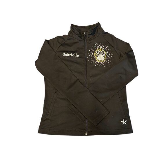 Girl's Rebel Athletic Top Gun Jags Black Cheer Jacket, YM - Picture 2 of 4